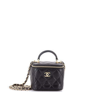 Chanel Mini Classic Top Handle Vanity Case with Chain Quilted Lambskin